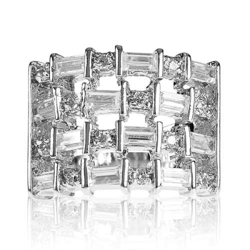 Broad Cluster Row CZ Ring- Size 5, 8