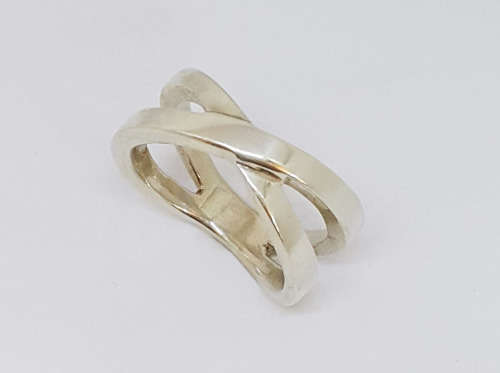**925 Sterling Silver** Criss Cross Dress Ring- Size 8
