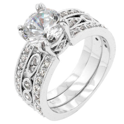 CZ Two Piece Ring - Size 5- 9
