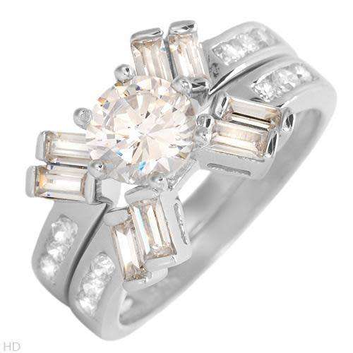 CZ 2 PIECE Silver Ring  -Size 8