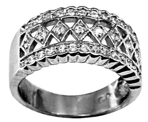 Broad CZ Band in Silver- Size 7