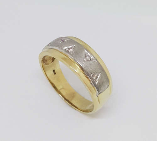 *Exclusive Jewelry*Genuine 0.08ctw 9ct Yellow and White Gold Diamond Wedding Band- Size 13