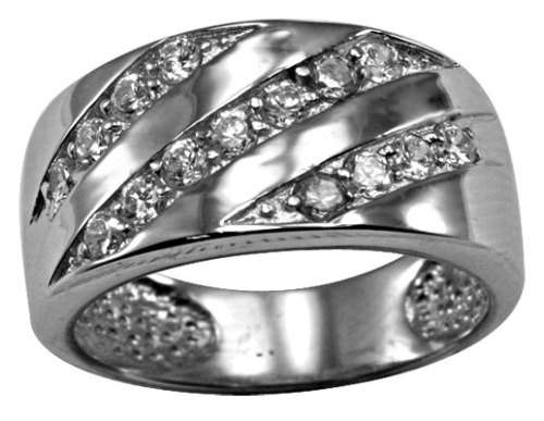 Broad CZ Band in Silver - Size 7/ 8/ 10