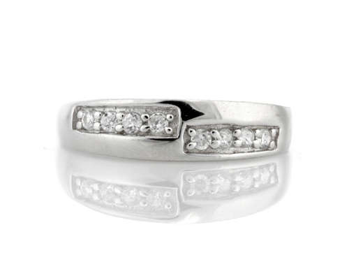 0.12ctw Cubic Zirconia Wedding Band in 925 Sterling Silver- Size 9