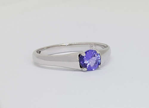0.51ct Natural Tanzanite Ring in 18K White Gold