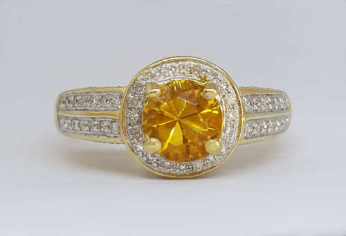0.6ct Citrine and Diamond Ring