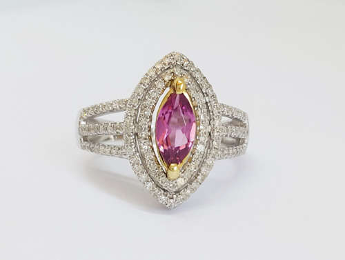 1.25ct Pink Tourmaline and Diamond Ring