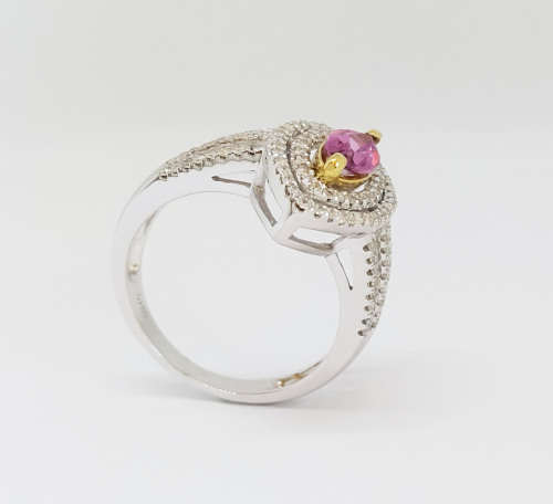 1.25ct Pink Tourmaline and Diamond Ring