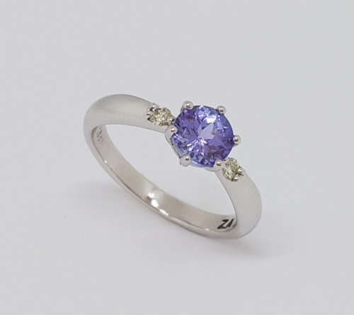 0.81ct Tanzanite and Diamond Ring in 18K White Gold