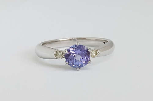 0.81ct Tanzanite and Diamond Ring in 18K White Gold