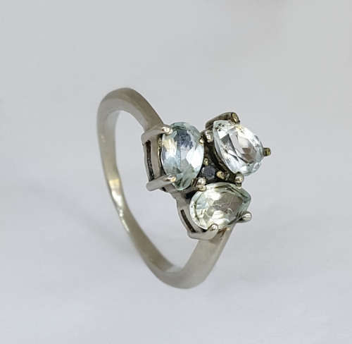 **925 Sterling Silver** 1.50ctw Aqua CZ Cocktail Ring- Size 6.5