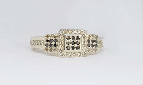 Black Diamond Cluster Ring in Silver