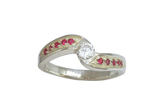 925 Sterling Silver Ruby Red CZ Band -Size 9.25