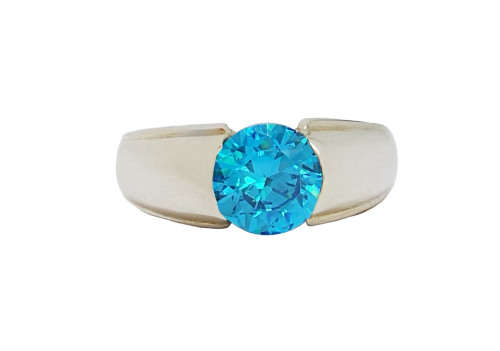 **925 Sterling Silver Topaz Blue CZ  Ring Size 8
