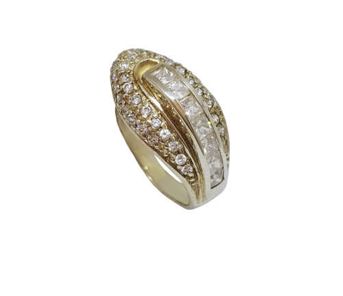 925 Sterling Silver Simulated Diamond Cocktail Ring -Size 8