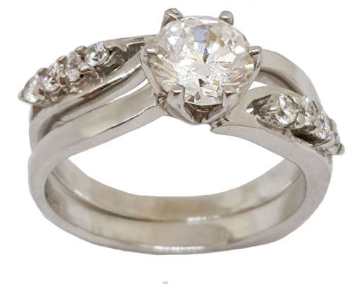 1.24ctw CZ Two Piece Wedding Set in 925 Sterling Silver Size 8/9