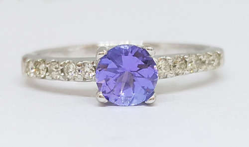 0.5ct Tanzanite and Diamond Ring in White Gold