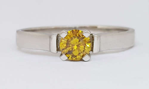 0.3ct Yellow Diamond Ring in 9K White Gold