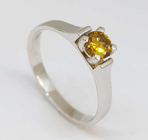 0.3ct Yellow Diamond Ring in 9K White Gold