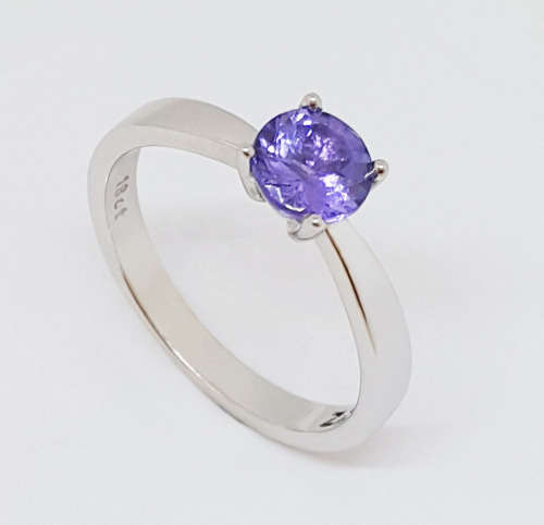 0.79ct Natural Tanzanite Ring in 18K White Gold