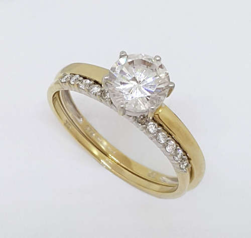 0.75ct CZ Solitaire and band in 9K Yellow Gold
