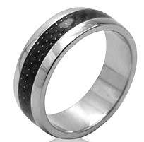 Two Tone Stainless Steel 8mm Men`s Ring- Size 9