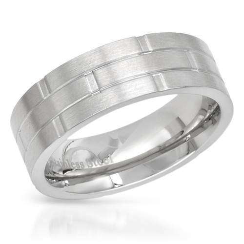 Men`s Metallic 7mm Stainless Steel Band- Size 8