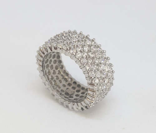 3ctw CZ Pave set Eternity Band in Silver- Size 6, 7