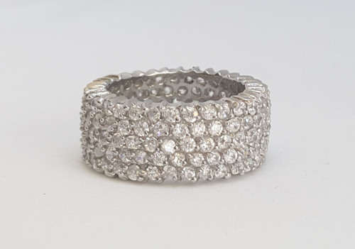 3ctw CZ Pave set Eternity Band in Silver- Size 6, 7