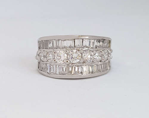 CZ Mixed Cut Band in Silver- Size O, P