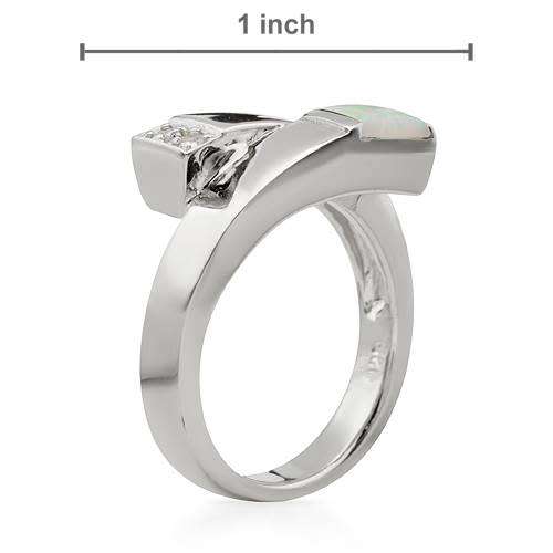 925 Sterling Silver Created Opal Ring -Size 8