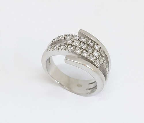 Sterling Silver 0.36ct CZ Split band Ring- Size N, R