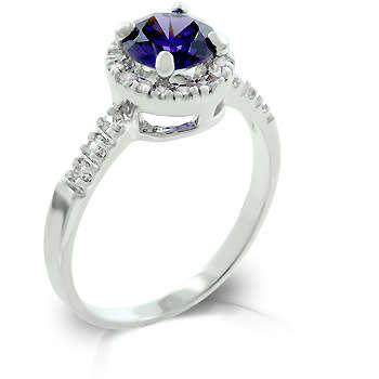 Simulated Tanzanite and CZ ring Size 10