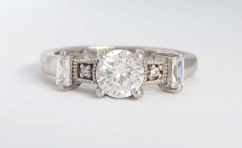 *CD DESIGNER JEWELRY*0.98ctw CZ Engagement Ring in 925 Sterling Silver*Size P*