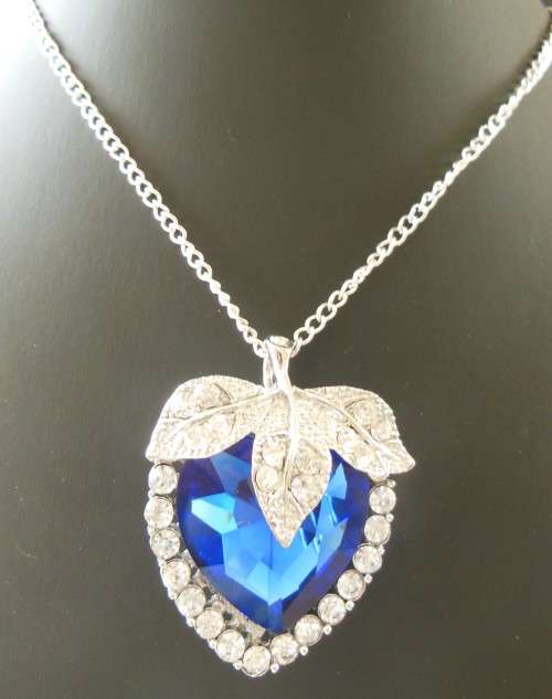 Blue Heart Pendant with Necklace