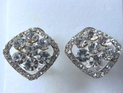 Clear Crystal Silver Rhodium Costume Earrings