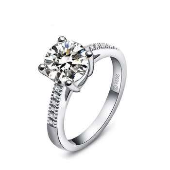 0.55ct Cubic Zirconia Silver Plated Ring- Size 8