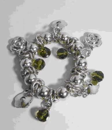 Silvertone Elastic Charm Bracelet