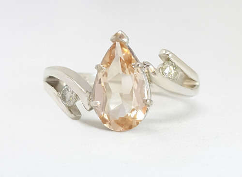*CD DESIGNER JEWELRY* 1.965ct Morganite and 0.20ct Diamond 925 Sterling Silver Ring