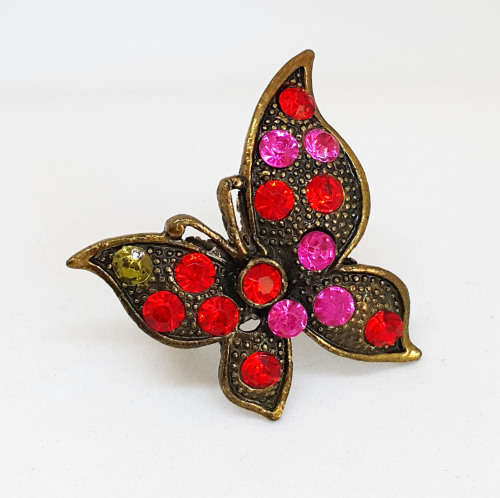 Adjustable Butterfly Crystal Dress Ring** Size 8