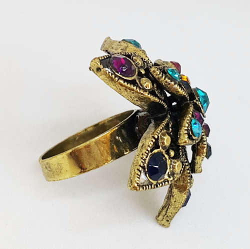 Adjustable Flower Crystal Dress Ring** Size 7