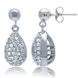 Clear CZ Drop Stud in 925 Sterling Silver