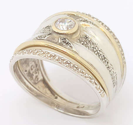 3-Piece Combined 925 and 9ct wedding set- Size 8