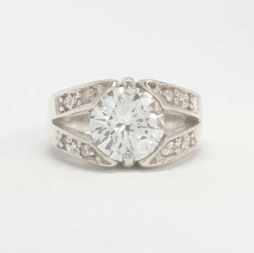 2.50ctw CZ Split band Ring in Silver- Size 5.5, 6.5
