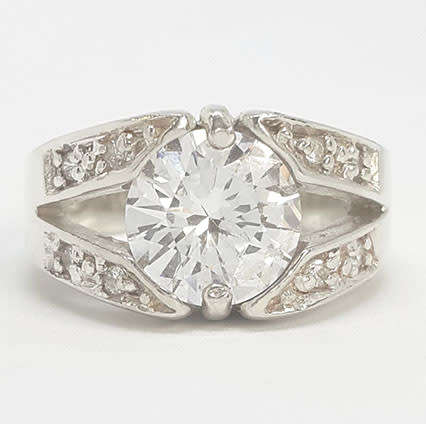 2.50ctw CZ Split band Ring in Silver- Size 5.5, 6.5