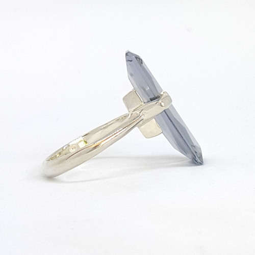 925 Sterling Silver***Gray CZ Emerald Cut Dress Ring**