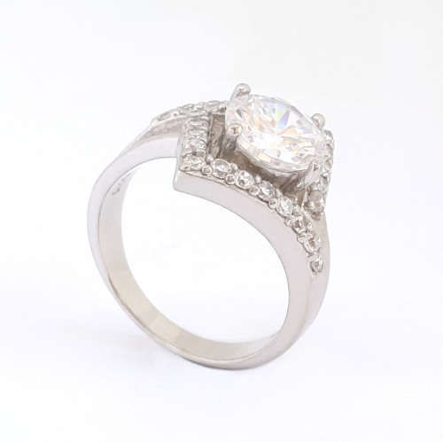 4.25ctw Cubic Zirconia Ring in Silver- Size 8