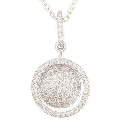 Cluster Style Double Circle of Life CZ Pendant in 925 Sterling Silver