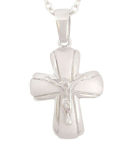 Satin Finish Dome Shape Cross Pendant in Silver