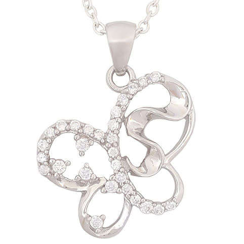 0.495ctw CZ Squiggle Shape Butterfly Pendant in Silver